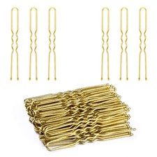 Gold U Shaped Hair Pins, 2.4inch, Bun Hair Pins, Women, Storage Box, Accessory