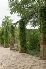 Austin Texas Lady Bird Johnson Wildflower Center 2014 Stone Pergola Bench