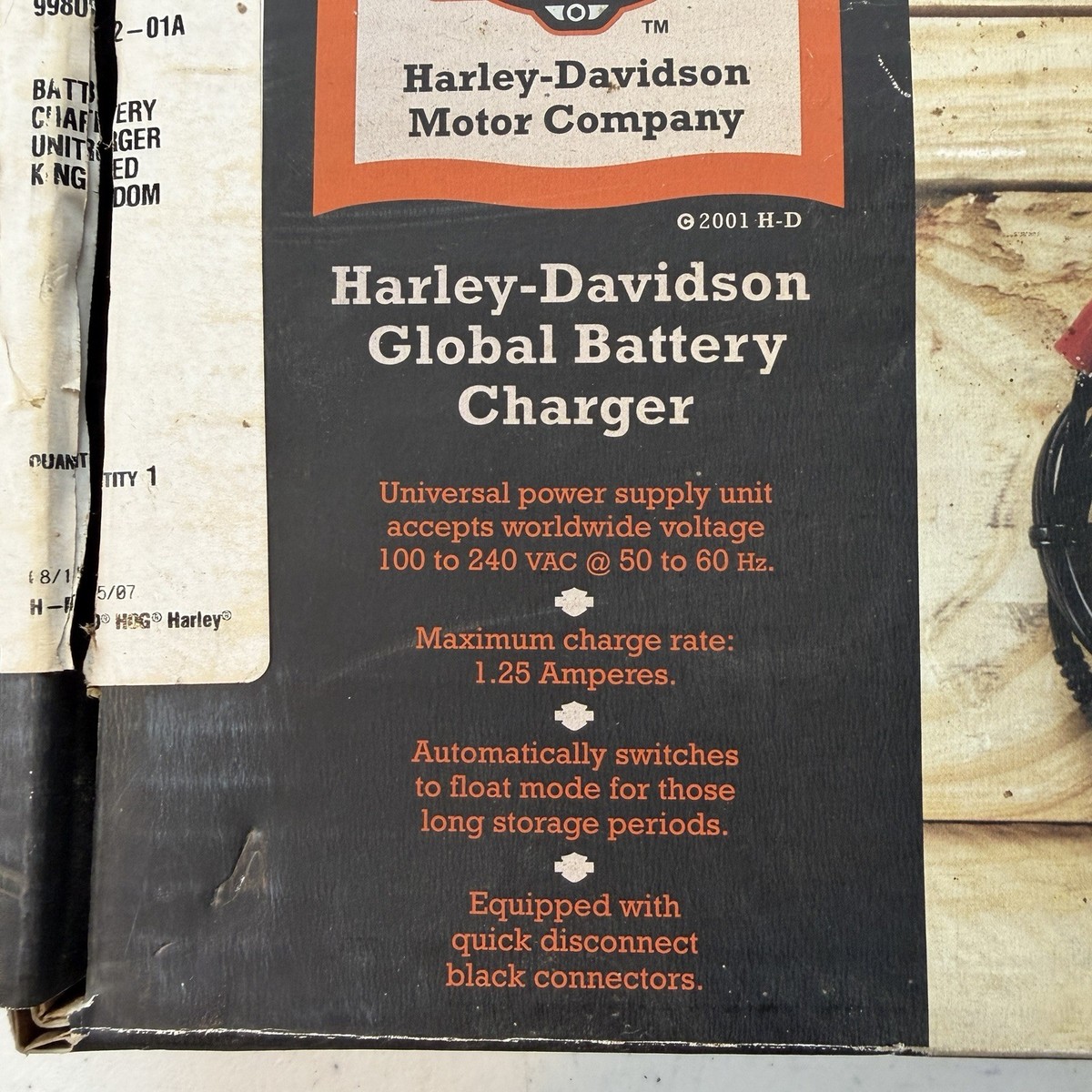 Harley Davidson Global Battery Charger 12v 1.25amp 0220139HD for