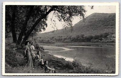 Nescopeck PA~Luzerne Co~Counsel Cup Bluff~YWCA Girls~Susquehanna River~B&W~1940s