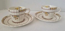 2 Copeland Spode England Buttercup Demitasse Cup & Saucer Sets