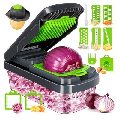 Professional Stainless Steel Vegetable Cutter & Onion Chopper with Container