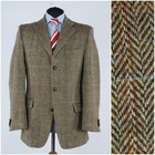 Mens Herringbone HARRIS TWEED Jacket 42R US Size Brown Wool Sport Coat Blazer