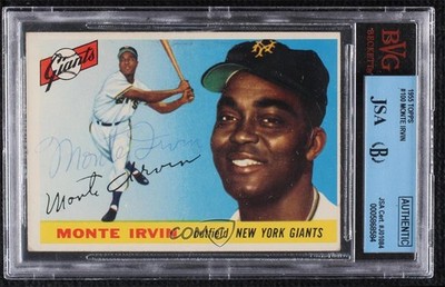 JSA Certified 1955 Topps Monte Irvin #100 Encased by BVG Auto HOF 0q3