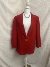 Vintage Sag Harbor 100 New Pure Wool Jacket Blazer Women's 14 Red Lined Button