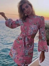 Zimmermann Bellitude Bow Cut Out Short Dress Watermelon Size OP AU/UK6 US 2 Pink