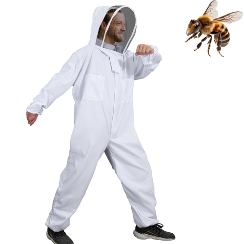 Cotone Completo per Il Corpo Abbigliamento per Apicoltura Velo Cappuccio Cappell - Foto 9 di 12