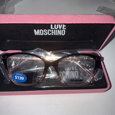 Moschino Love Women's Eyeglasses Black Pink Plastic Cat Eye Frame MOL572 03H2 00