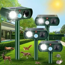 2/4 Pack Solar Ultrasonic Animal Repellent Dog Skunk Deer Raccoon For Garden
