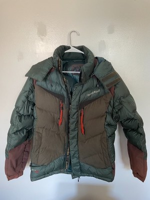 Montbell EX 800 Down Jacket Windstopper Mens Large Green Brown