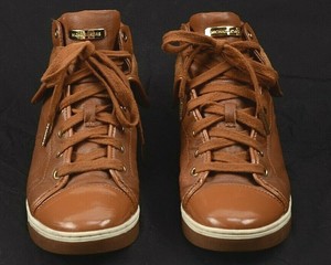 Caramelo De Cuero Y Gamuza Michael Kors pliegue sobre High Top Zapatillas  para mujer Talla 8M | eBay
