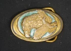 Vintage 1970's Two Eagles Solid Brass Small Belt Buckle. 2.25" X 1.5"