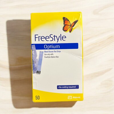 Abbott FreeStyle Optium 50 Blood Glucose Test Strips Original 5/31/25