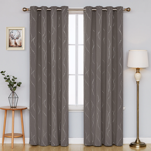 Taupe Blackout Curtains and Drapes 84 Inch Length 2 Panels Set Bedroom Grommet C