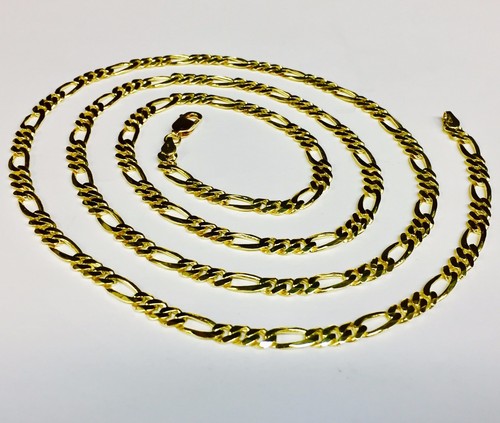 18k Solid Yellow Gold Handmade Figaro 