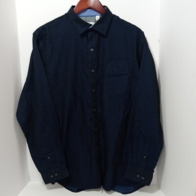 Van Heuser Originals Navy Blue Classic Fit Mens Sz L Cotton And Polyester Casual
