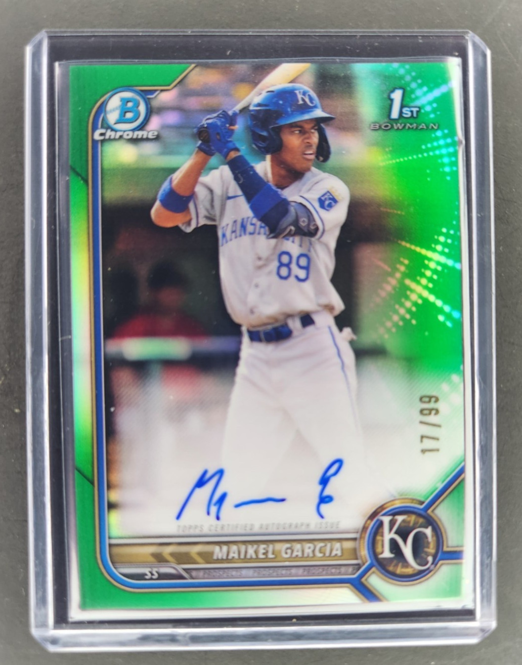 Maikel Garcia 2022 Bowman Chrome 1st Prospect Green Refractor 17/99 #CPA-MG Auto