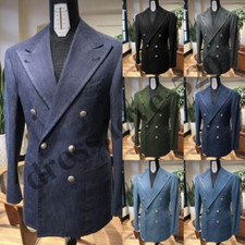 Denim Men's Suits Wide Peak Lapel Casual Party Work Prom Leisure Men Blazers