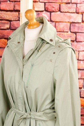 Vintage Original 70er Abrigo Gabardina Verde Remaches DDR Capucha 38 - Imagen 5 de 8