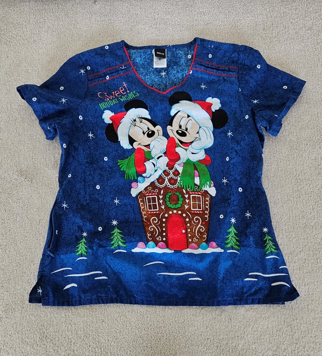 Mickey Mouse Cherokee Scrubs Tooniforms Disney Christmas Top TF690 MKGN Size M