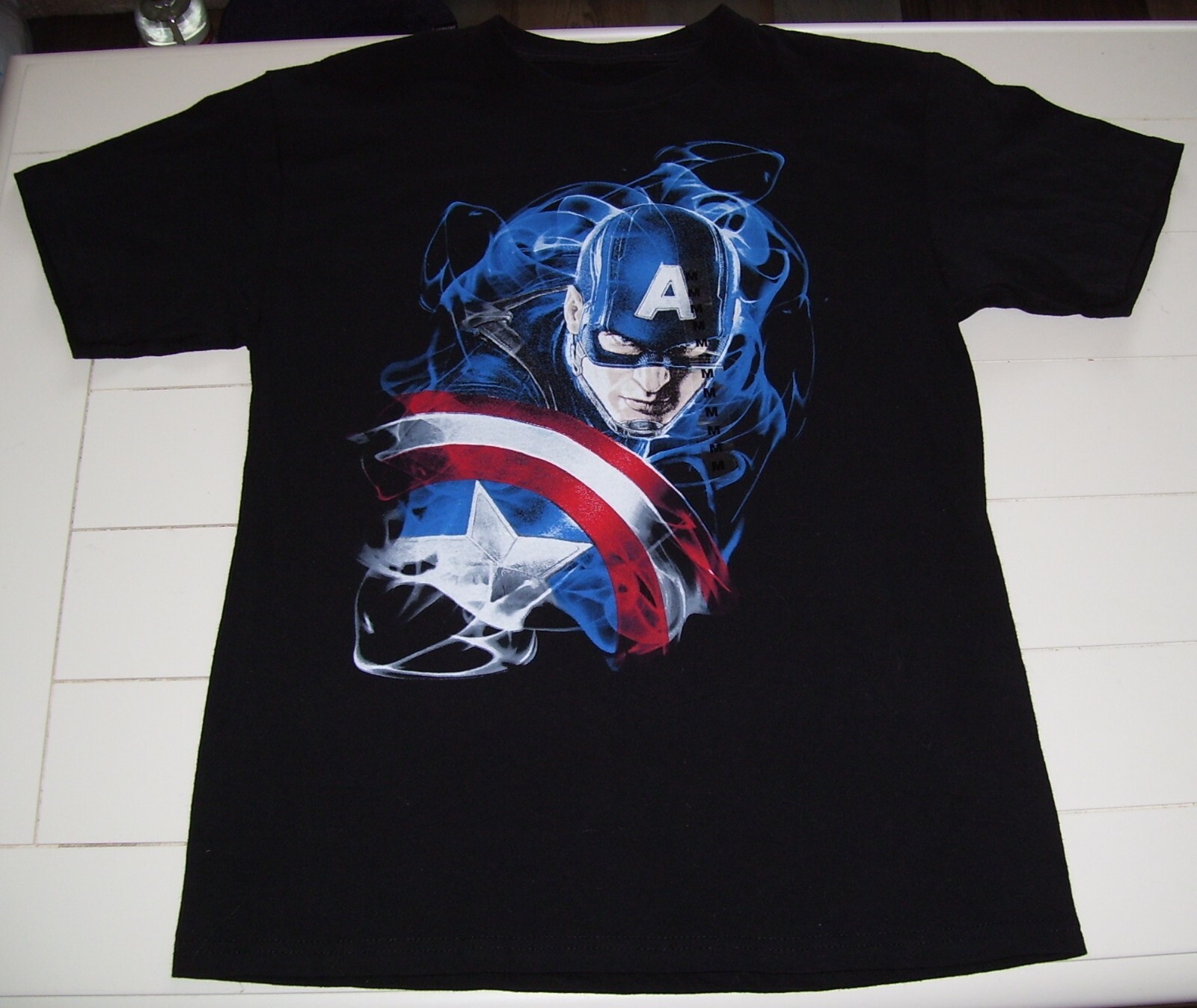 Boys Young Men Black Marvel Age of Ultron Captain America T Shirt July 4th M