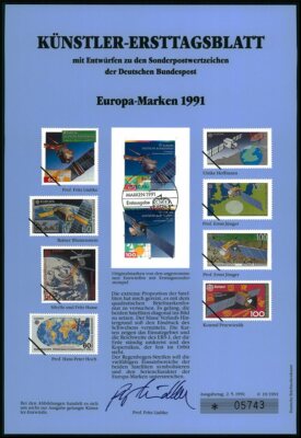 GERMANY ART-SHEET 1991/19 EUROPA CEPT SPACE SATELLITE KOPERNIKUS COPERNICUS