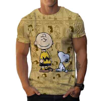HERREN T-SHIRT SHIRT MEN SOMMER PEANUTS SNOOPY CHARLIE BOWN CARTOON CASUAL