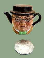 Vintage, Miniature  Artone Tea Pot Toby, Mr. Pickwick, Hand Painted 2 Faces