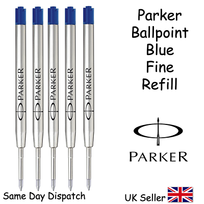 GENUINE PARKER BALLPOINT REFILL BIRO MEDIUM BLACK BLUE SMOOTH - Foto 8