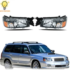 For 2003 2004 Subaru Forester Left&Right Side Halogen Headlights Black housing