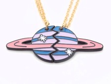 Best Friends Necklace Set Matching Planet Half Gift for Bestie BFF Sisters Gift