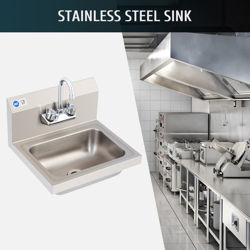WILPREP NSF 14" Wall Mount Hand Wash Sink Commercial Stainless Utility Basin - Picture 3 of 12