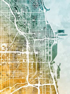 Poster - Chicago Map, Modern Abstract City Streets, 4 Sizes