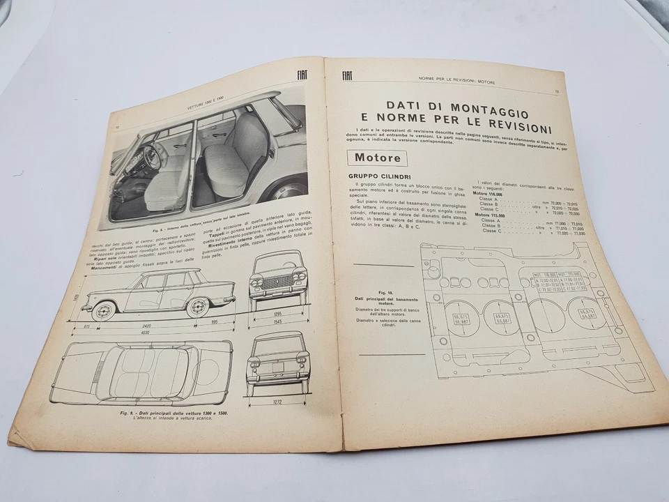 Manuale officina Fiat 1300 e 1500 caratteristiche e dati norme per revisoni 1961 - Immagine 3 di 4