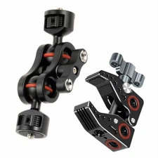 FEICHAO Camera Clamp Crab Claw Dual Ball Head Mount Magic Arm 1/4 3/8 Adapter