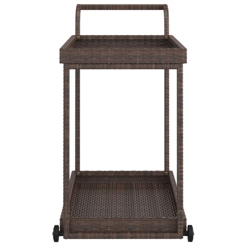 Tidyard Bar Cart with Handle and Castors Brown Poly Rattan Serving Cart G0K3 - Picture 4 of 6