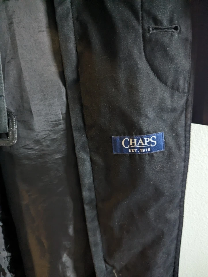 CHAPS RALPH LAUREN Men's BLACK Overcoat Long Micro suede 46L - Image 4 of 4