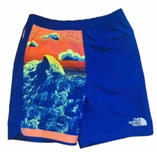  New THE NORTH FACE Boys Shorts Graphic Print Blue Size XL 14/16 