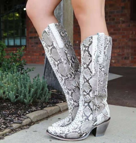 Womens Snakeskin Printed Square Toe
