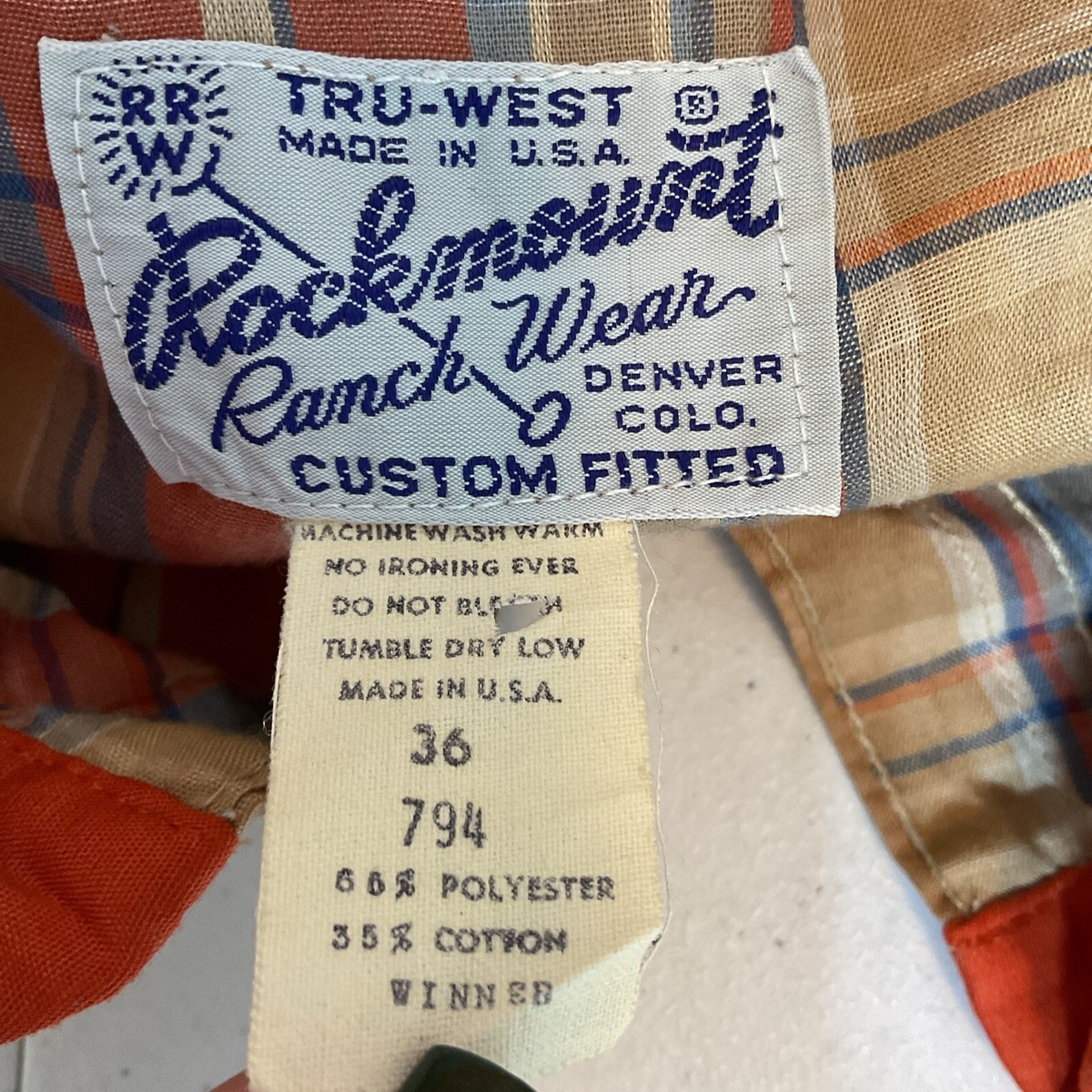 Vintage Tru-West Rockmount Ranch Wear Plaid Winner 794 Pearl Snap