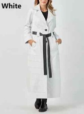 Stylish Handmade Elegant White Long Women Trench Coat Original Lambskin Leather