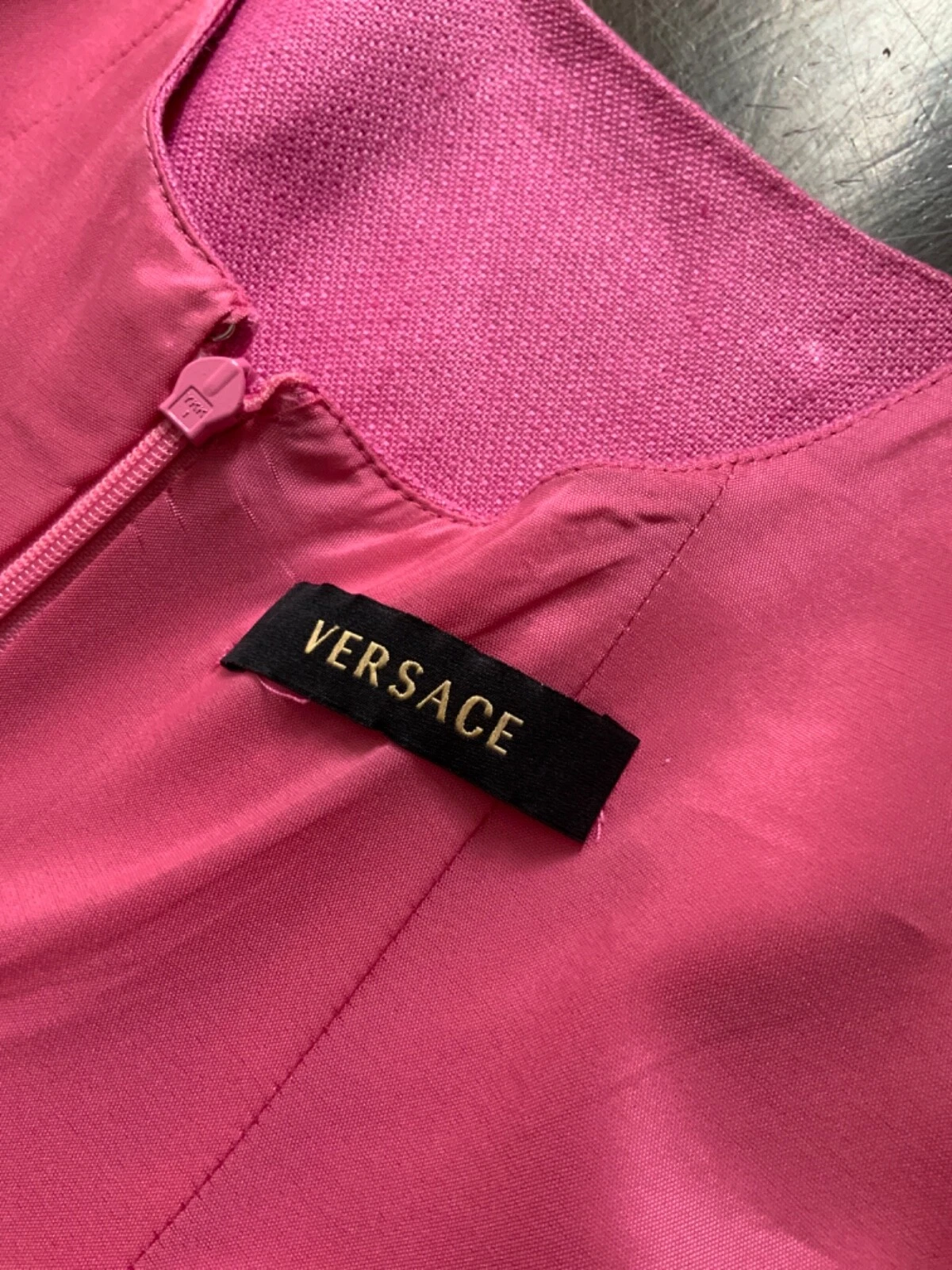 Abito da donna rosa Versace cintura lino taglia 38