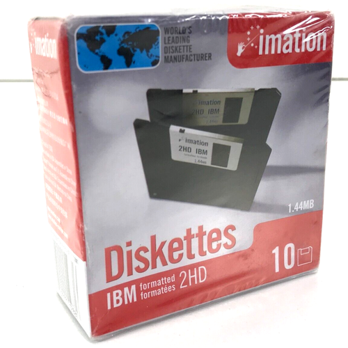 NEW 10-Pack Imation 3.5" Floppy Disks Diskettes IBM Formatted 1.44MB 2HD