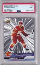 2023-24 Upper Deck Series 2 Connor Zary Young Guns Outburst PSA 9