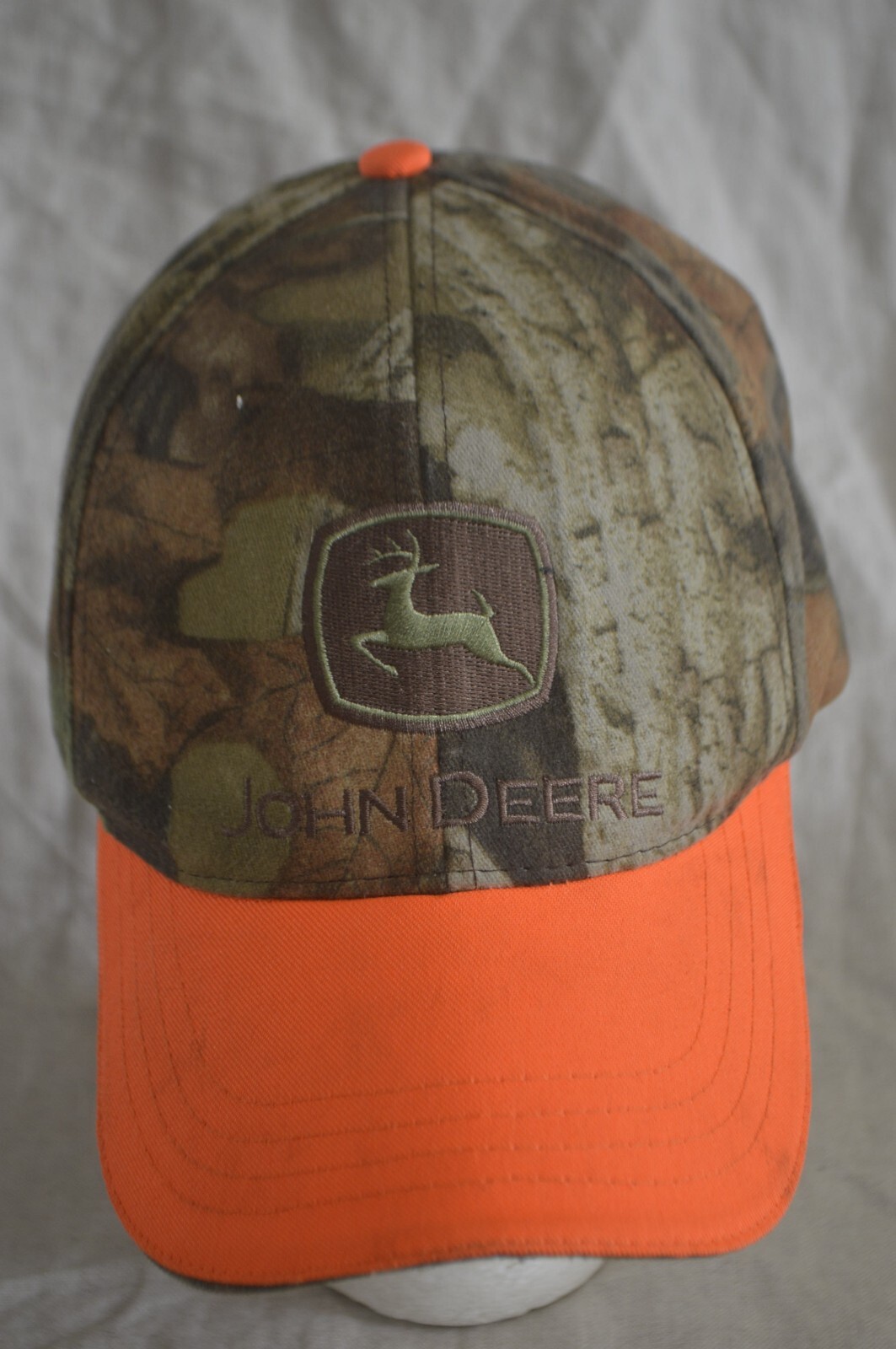 John Deere Embroidered Camo & Hunter Orange Trucker Hat Snapback Ball
