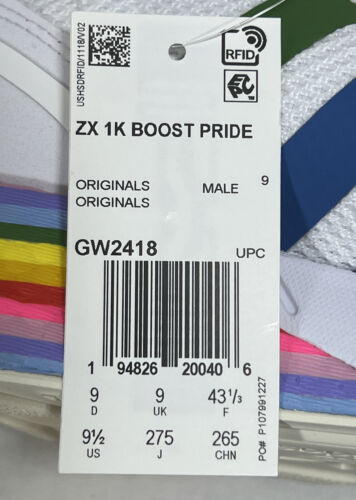 Adidas Unisex ZX 1K Boost Pride Athletic Shoes LOVE UNITES GW2418 Size 9.5
