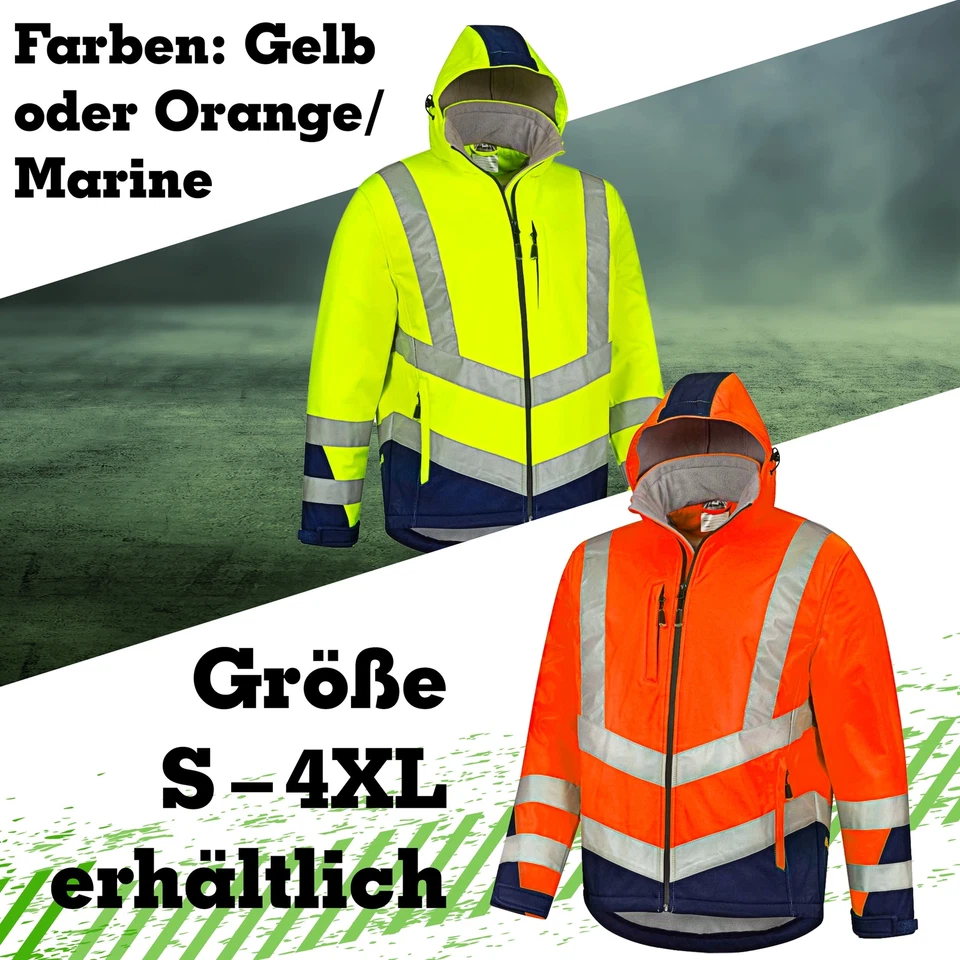 Warnschutz Softshelljacke Warnschutzjacke gelb orange Arbeitsjacke Safetytex - Bild 3 von 4