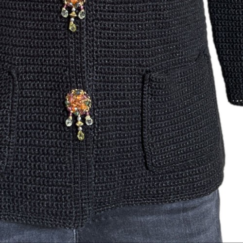 Curio Damen offene Strickjacke Snap Down Pullover schwarz Gr. S - Bild 5 von 12