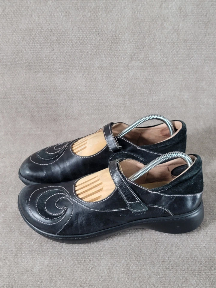 NAOT Zapatos planos para mujer Sea Mary Jane de cuero negro brillante gamuza EU 42 US 11 Foto 3 de 4