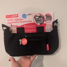 Skip Hop Grab & Go Stroller Organizer Black Cup Holder Storage Bag Pre-Owned